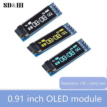0.91 Palcový OLED Modul Biela/Modrá/Žltá Rozlíšenie 128X32 LCD LED Display Modul 0.91