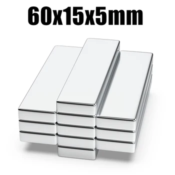 1/2/5/10 Ks 60x15x5 N35 Neodýmu Magnet 60 mm X 15 mm X 5 mm NdFeB Blok Super Silné Silné Permanentné Magnetické imanes