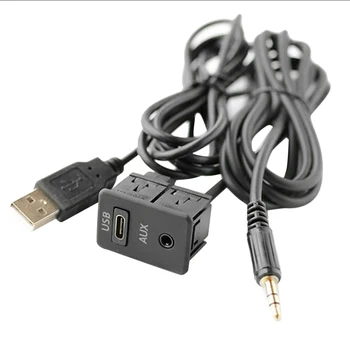 1,5 M Auta Dash Flush Mount USB-TAPYC Port Panel 3,5 Mm AUX, USB Predlžovací Kábel Adaptéra