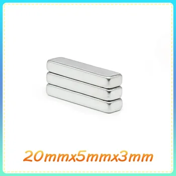 10/20/50/100/150/200PCS 20x5x3 Silný Blok Magnety N35 Trvalý Magnet Neodýmu 20*5*3 Obdĺžnikový Vzácnych Zemín Magnet 20x5x3mm