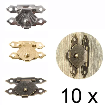 10 Ks Antické Bronzové Železa/Zlaté/Strieborné Šperky Box Visiaci Zámok Hasps Západku Spona Zámok Drevené Okno Tool Box Jednoduché Ťahanie