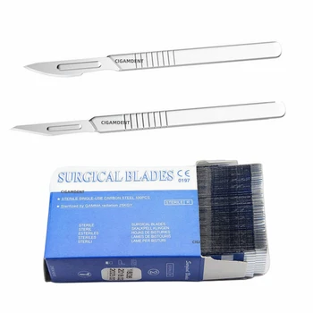 100ks/krabica Zubné Chirurgické Skalpel Sterilizované Čepele Jednorazové Chirurgické Nože Chirurgické Sterilné Čepele Starostlivosti Nôž