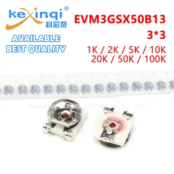 10pcs 3*3 EVM3GSX50B13 SMD Nastaviteľné Potenciometer 1K 2K 5K 10 K 20 K 50K 100K