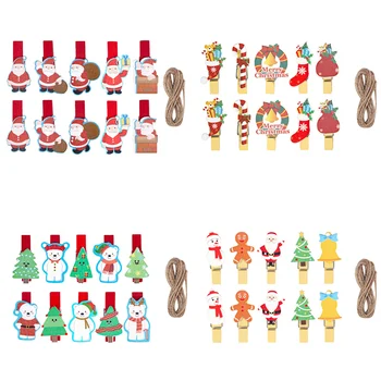 10pcs Vianočné Drevené Klipy Stenu Foto Banner Klip Mini Drevené Clothespins Vianočný Strom Ornament, Vianoce, Nový Rok Party Dodávky