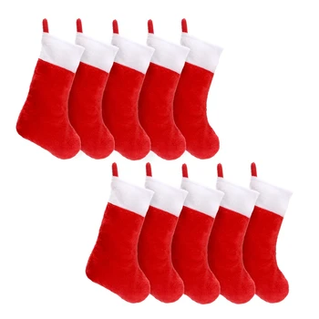 10PCS Červené Plsti Vianočné Pančuchy Vianočné Pančuchy Držiak na Ponožky Domov Krbom Darček Skladovanie Tašky Pre Dovolenku