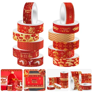 12 Kotúčoch Washi Pásky Čínsky Nový Rok V Štýle Red Nastaviť 2024 Jarný Festival Pásky Urob Si Sám Štítok Scrapbooking Dragon Dekor