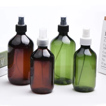 12pcs 300 ml 500 ml Prázdne Plastové Fľaše S Rozprašovačom Čerpadla Kolo Hnedá Zelená PET Fľaše Pre Kozmetika Parfumy kozmetické balenia