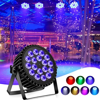 18 LED RGB DMX512 Ploché Fáze Par Svetla Účinok, DJ, Disco Party, Svadbu, Dovolenku, Bar Club Dekorácie Zobraziť na Čítanie Ovládanie Hlasom
