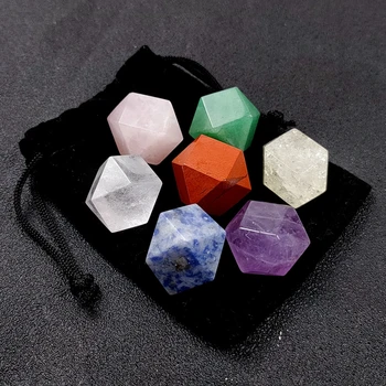 18 mm Polyhedron 7 Čakra Prírodného Kameňa Crystal Perličiek Rock Minerálne Liečivé Ducha Meditácie Polygonálnym Jogy Kremeň, Dekorácie, Darčeky