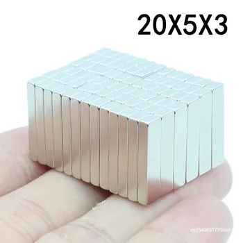 2/3/5/8/12Pcs 20x5x3 Neodýmu Magnet 20 mm x 5 mm x 3 mm N35 NdFeB Blok Super Silné Silné Permanentné Magnetické imanes