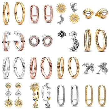 2023 NOVÉ 100% 925 Sterling Silver Letnej Kolekcie Had Reťazca Vzor Hoop Náušnice Fit DIY Ženy Módne Originálne Šperky Darček