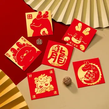 2024 Nový Rok Paketové Drak Vzor Veľa Šťastia Požehnanie Taška Tradičná Čínska Červená Vreckový Jarný Festival Peniaze Vrecku