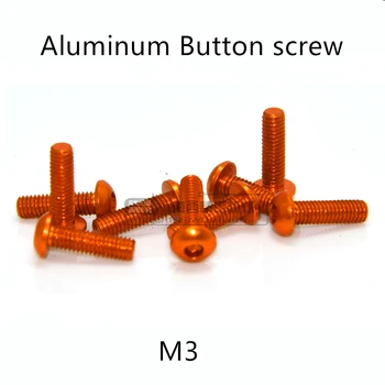 20pcs M3*5/6/8/10/12/14/16 mm Oranžovej farbe Hliníka Hex zásuvky tlačidlo hlavu upevňovacia skrutka pre RC Model skrutky