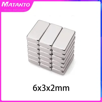 20~2000Pcs 6x3x2 Neodýmu Magnet 6 mm x 3 mm x 2 mm N35 NdFeB Blok Super Silné Silné Permanentné Magnetické Imanes imanes