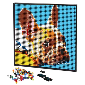 2400+KS DIY Pixel Art Cool Psa Mozaikový obraz Stavebné Bloky Jedinečné Darčeky Pop Mačky Portrét domáce Zvieratá Puzzle s Rámom