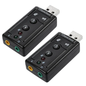 2X 7.1 Kanálový USB Externé Zvukové Karty Audio Adaptér