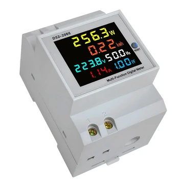2X Din lištu AC Monitor 6IN1 250-450V 100A, Napätie Prúd účinník Aktívne KWH Elektrickej Energie Frekvencia Meter VOLT