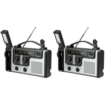 2X Multifunkčné Solárne Prenosné Rádio FM / AM Rádio, Zabudovaný Reproduktor, Podpora Núdzové LED Baterka stolná Lampa