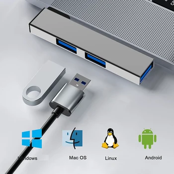3 v 1 Typ-C, USB Hub Notebook Kábel Rozdeľovača Koleno Adaptér USB3.0 Multi Porty Extender Converter Nabíjací Dok s Výkonom Swich