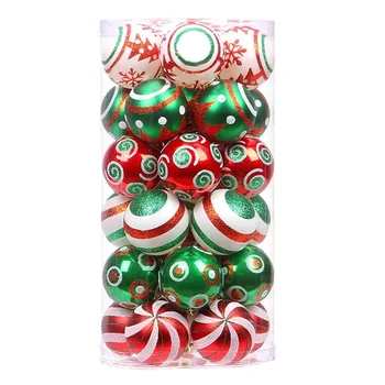 30 Ks Vianočné Gule Ozdoby Červenej, Zelenej a Bielej Visí Vianočné Gule Ozdoby, Dekorácie 6typ na Vianočný Strom
