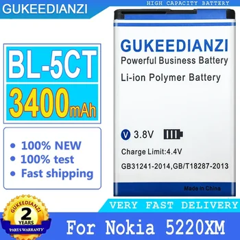 3400mAh Nové GUKEEDIANZI Batérie Pre Nokia 5220XM Batérie 6730 C5-00 C6-01 C3-01 6303C 5220 6730c C5 6303i BL 5CT 6730