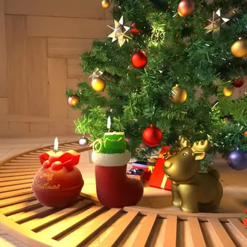 3D Vianočné Silikónové Sviečka Formy DIY Ponožky Elk Bell Formy pre Sviečka, Takže Živičné Mydlo Cast Čokoládové Vianočné Formy pre Home Decor