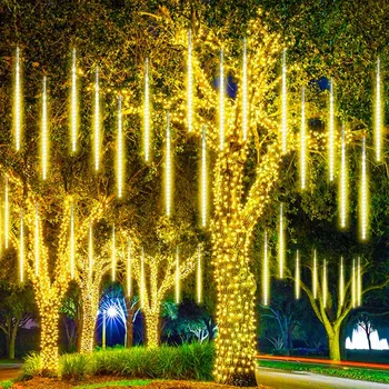 50 meteorický dážď Svetlá Vonkajšie Icicles Vianočné Osvetlenie 8 Skúmaviek 288 LED Cencúľ svetlá Snehu Padajúce Svetlo Strom dažďová kvapka Svetla
