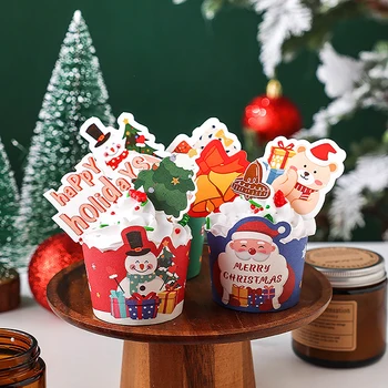 50Pcs/Veľa Vianočné Cupcake Papier Muffin Pohár Oleja-doklad, na Pečivo, Koláč Kit Nový Rok Jarný Festival Vianoce Praje