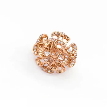 585 Fialová Pozlátené 14 KARÁTOVÉ ružové Zlato stereoskopické Duté romantické Kvetinové prstene pre ženy, Luxusné Zapojenie Svadobné Šperky