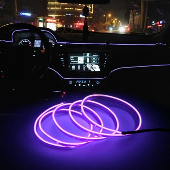 5m Okolia Lampa RGB Auto LED Neon Studené Svetlo Auto Interiéru Atmosféru Svetla Prerobit Dekorácie Pásy Lesk Usb Ovládač
