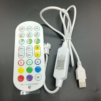 5V 2812 IC Symfónia Svetlo S 24-tlačidlo Bluetooth USB Konektor RGB LED MusicController