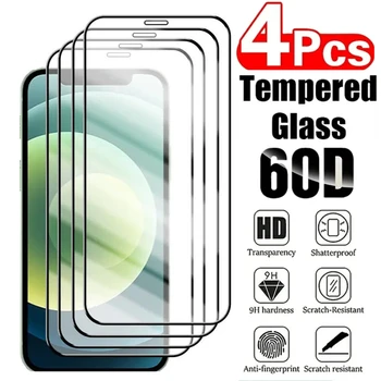 60D 4PCS Úplné Pokrytie Tvrdeného Ochranné Sklo Pre iPhone 15 14 13 12 11 Pro Max Screen Protector iPhone X XR Xs 15 PLUS Sklo