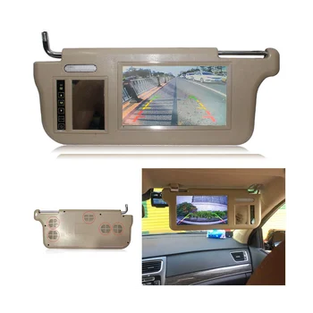 7Inch Béžová Auto Právo Slnečná Clona Spätné Zrkadlo LCD Monitor 2 Kanálový Video