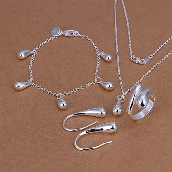 925 pečiatkou Silver žien vysoko kvalitné klasické pokles náramky, náušnice, náhrdelníky prstene módne šperky sady