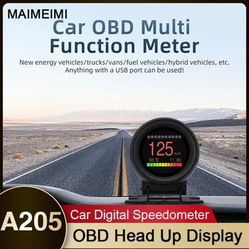 A205 HUD Head Up Display OBD Digitálny Rýchlomer HUD Auto palubný Počítač Rýchlosť Alarm Auto Multifunkčné Meter Príslušenstvo