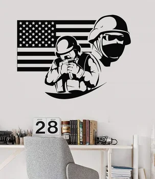Americká vlajka vojak vojenské Americký Patriot vinyl stenu univerzita ubytovni domáce dekorácie samolepky na stenu CS14