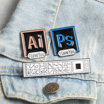 Aplikácie Adobe Illustrator, Photoshop Ai Brošne PS s Nástrojmi Štítok Kolíky Odznak Počítač Ikonu Softvéru Smalt Pin Dizajnér, Umelec Šperky