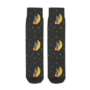 Arale Mesiac Ponožky Nové 3D Tlač Zábavné Harajuku Unisex Uprostred Trubice Ponožky