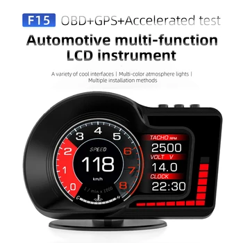 Auto HUD Head Up Display OBD+GPS Smart Rozchod s Test Bŕzd Test prekročenia rýchlosti Alarm Funguje Skvele Zrýchlenej skúške Tachometra