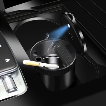 Auto Popolníka na Prenosné Modré LED Odpadky Mini Skladovanie Pohár Kontajner Cigaru Popola Držiak S Vekom Bezdymového Popolníka