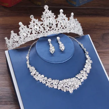 Barokový Luxusné Crystal Korálky Svadobné Šperky Set Drahokamu Koruny Tiara Náušnice, Náhrdelník Nastaviť Svadby Afriky Korálky Šperky Sady