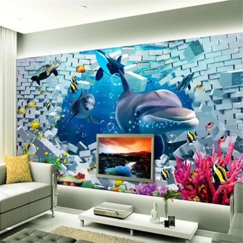 beibehang Vlastnú tapetu 3d photo nástenná maľba podmorského sveta fantasy 3D stereo gauč pozadí steny dekoratívne maľby, tapety