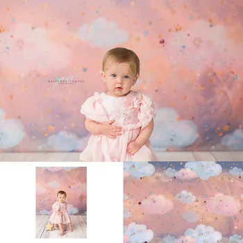 biele mraky ružová novonarodené deti fotografie pozadie portrét stánku pozadí studio photocall 1. narodeninovej torty
