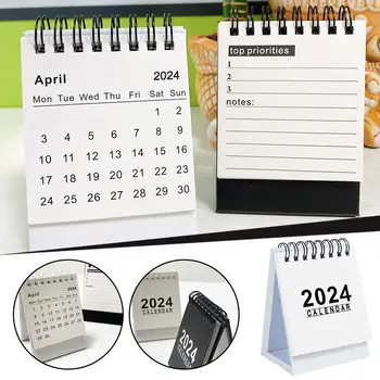 Black White 2024 2025 Stolový Kalendár Kawaii Cievka Kalendár Dodávky Programu Cute Zoznam Organizátor Plánovač Office Robiť Mesačné D S1H2