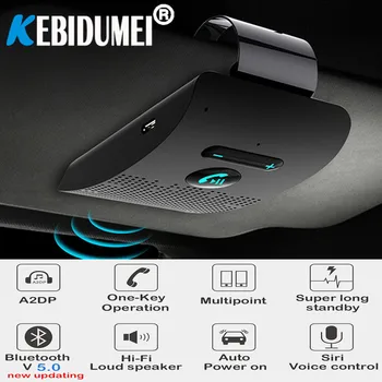 Bluetooth 5.0 Handsfree Súprava do Auta HIFI Reproduktor 2W Bezdrôtové Audio Prijímač MP3 Prehrávač Hudby Potlačením Hluku Slnečná Clona Klip