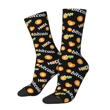 Blázon kompresné Ponožky pre Mužov Hodl Bitcoin Nálepky Pack Hip Hop Vintage Bitcoin BTC Ťažba Bit Mince Kvality Chlapci Posádky Ponožky