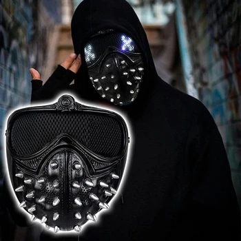 Bulex Sledovať Psov Živice Maska LED 25 Výraz Zmena Kľúča Punk Nit Maska Marcus Légie Diabol Cosplay Halloween Prop
