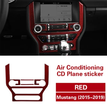 Carbon Fiber stredovej Konzoly Vzduchu CD Panel Rám Orezania Auto Dosky vypínača Nálepku Krytu Pásky Pre Ford Mustang 2015-2023