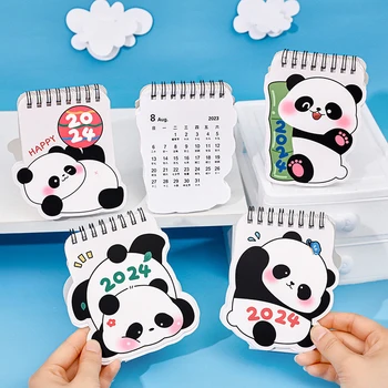 Cartoon Panda 2024 Mini Kalendár Tvorivé Roztomilý Plochy Dekor Stolový Kalendár Zoznam Úloh Denný Program Organizátor Kancelárske Potreby