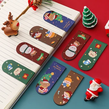 Cartoon Veselé Vianoce Magnet Záložku Čítanie Vianoce Nesú Snehuliak Knihu Označiť Kancelárske Potreby Materiál Školského Úradu Dodanie Školy